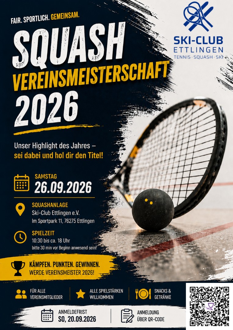 Du betrachtest gerade Squash Vereinsmeisterschaft 2026 – Jetzt anmelden!