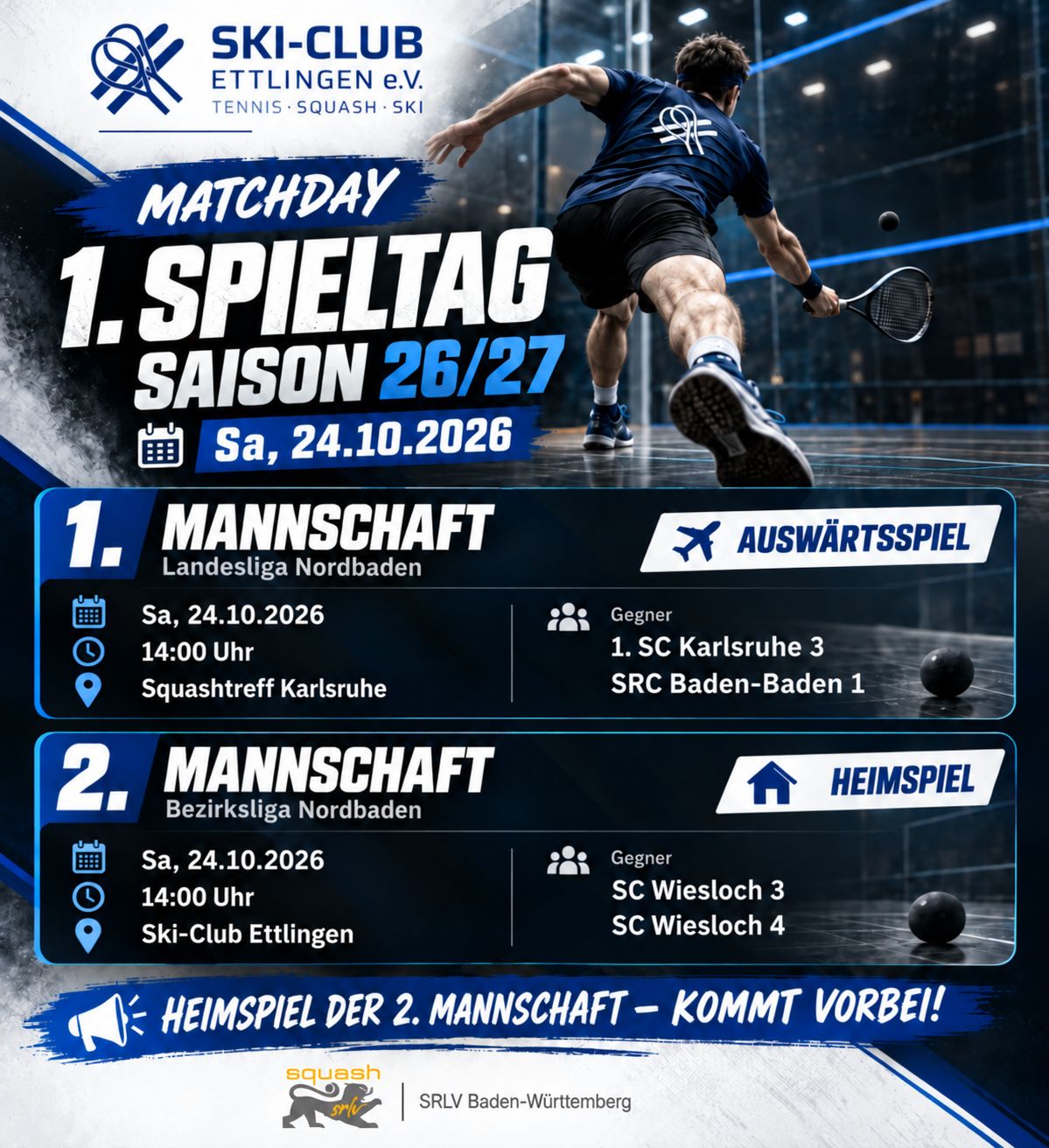 Du betrachtest gerade Squash Saisonauftakt 2026/27: Unsere Squash-Mannschaften starten in die neue Spielzeit